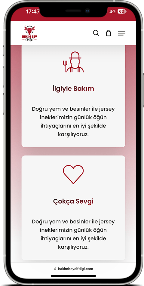 Hakim Bey Çiftliği Web Sayfası Mobil