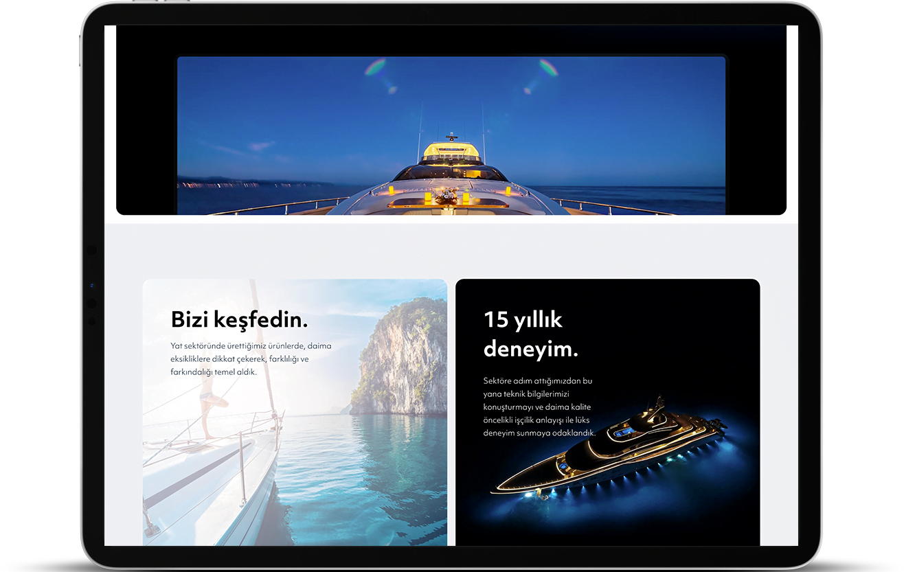 Westhan Yacht Web Sayfası Tablet